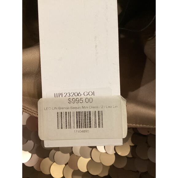 LEO LIN Brenda Gold Brown Sequin Puff Sleeve Statement Piece Mini Dress US 2 NWT - Picture 8 of 11